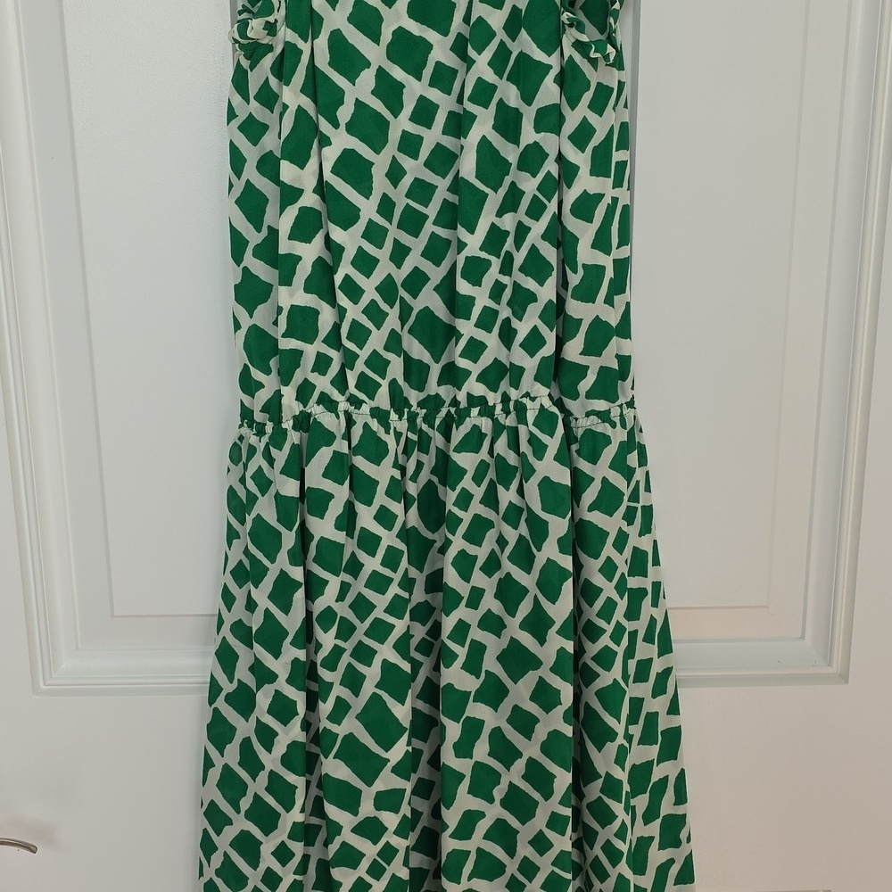 Parker Green & White Lined Silk Dress.  Size Extra Small - Picture 9 of 12
